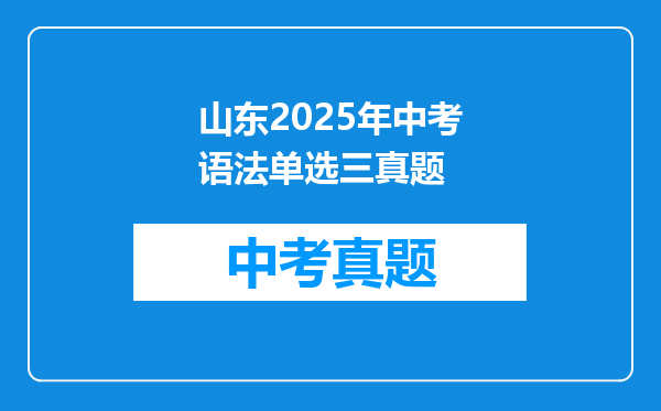 山东2025年中考语法单选三真题