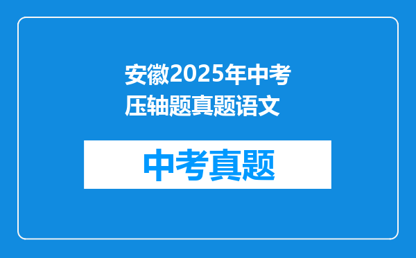 安徽2025年中考压轴题真题语文