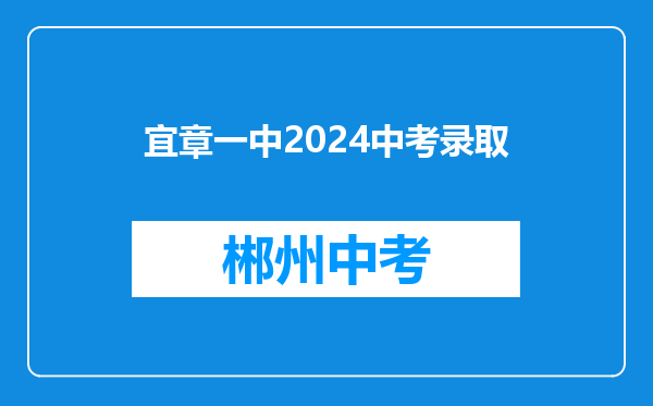宜章一中2024中考录取