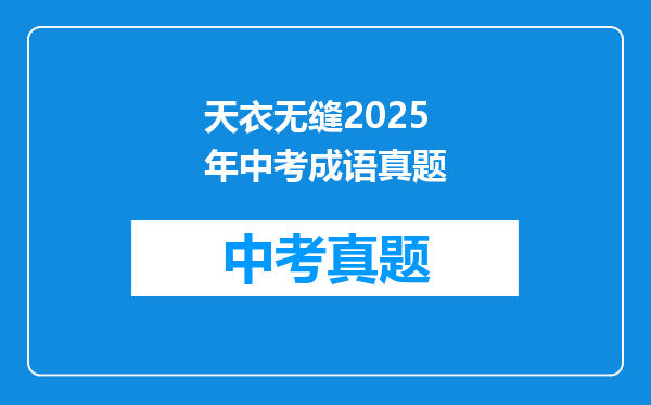 天衣无缝2025年中考成语真题