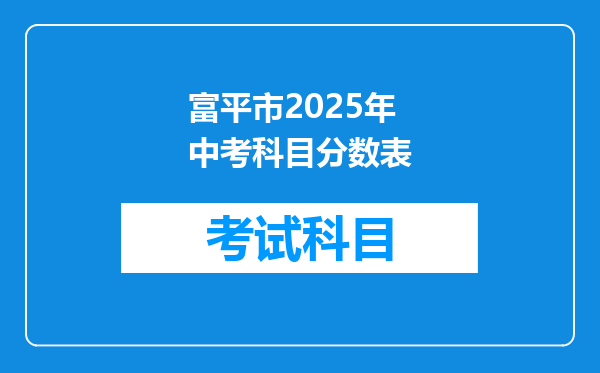 富平市2025年中考科目分数表