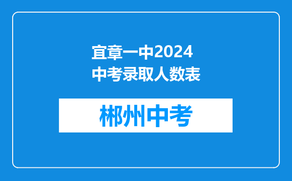 宜章一中2024中考录取人数表