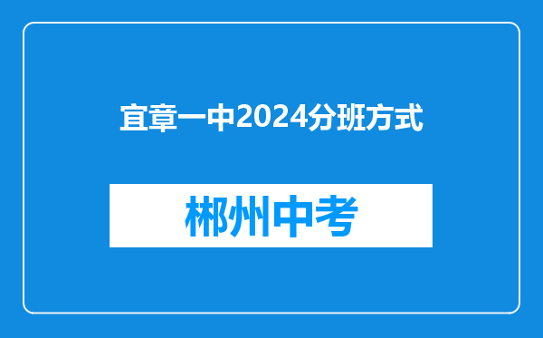 宜章一中2024分班方式