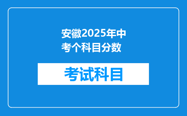 安徽2025年中考个科目分数