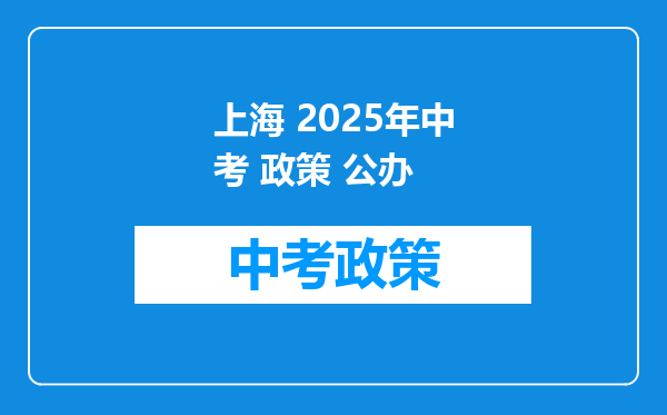 上海 2025年中考 政策 公办