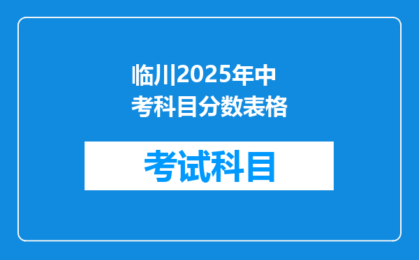 临川2025年中考科目分数表格
