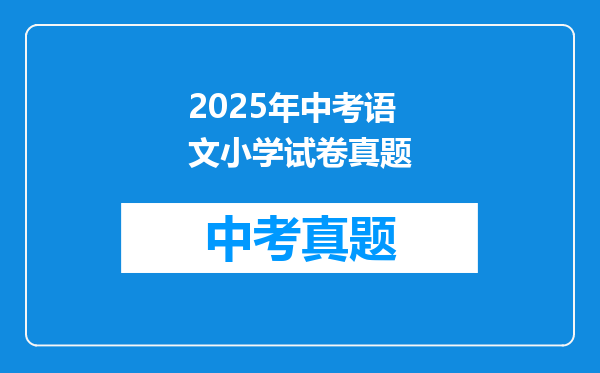 2025年中考语文小学试卷真题