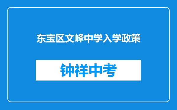 东宝区文峰中学入学政策