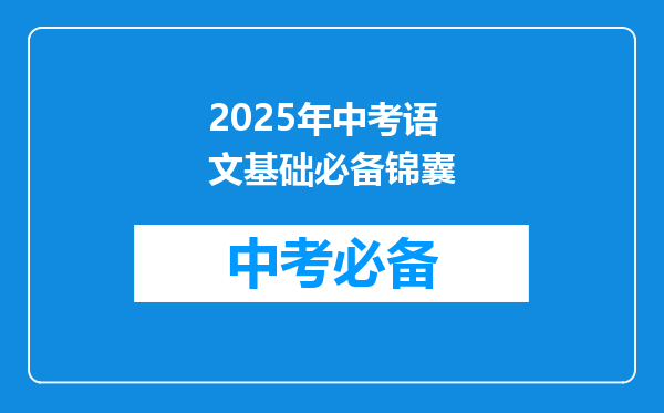 2025年中考语文基础必备锦囊