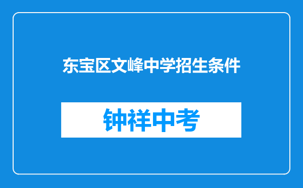 东宝区文峰中学招生条件
