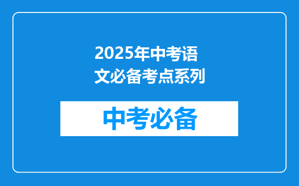 2025年中考语文必备考点系列