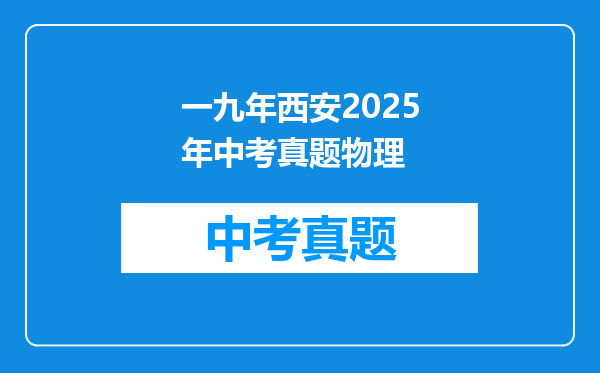 一九年西安2025年中考真题物理
