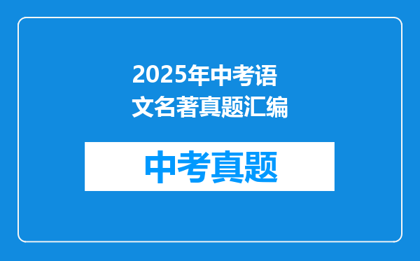 2025年中考语文名著真题汇编