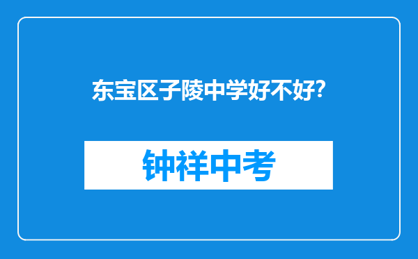 东宝区子陵中学好不好？