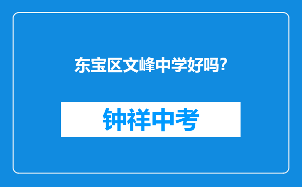 东宝区文峰中学好吗？