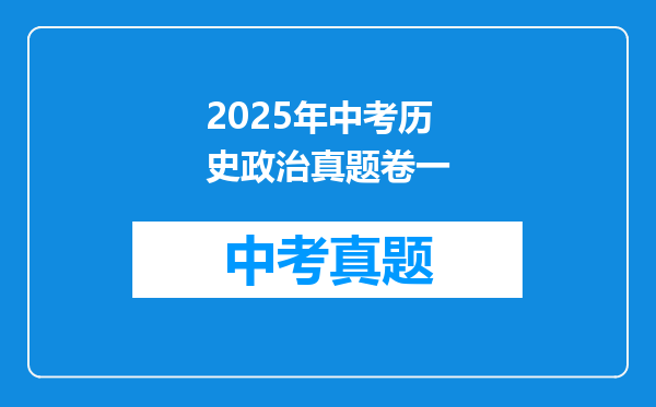 2025年中考历史政治真题卷一