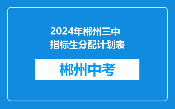 2024年郴州三中指标生分配计划表