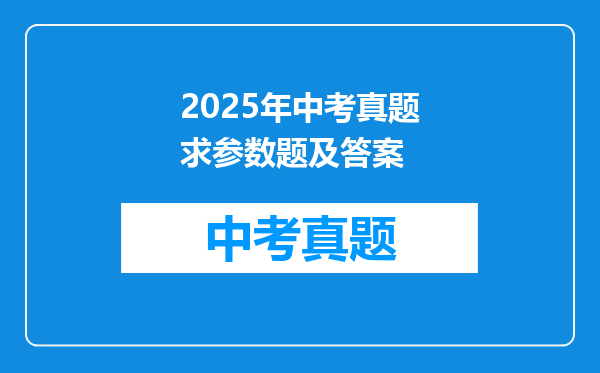 2025年中考真题求参数题及答案