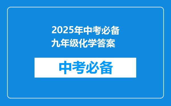 2025年中考必备九年级化学答案