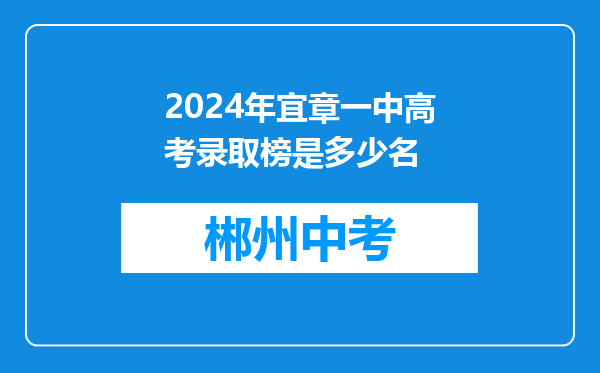 2024年宜章一中高考录取榜是多少名