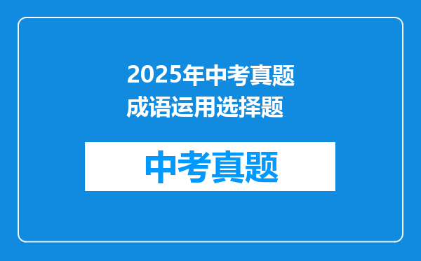 2025年中考真题成语运用选择题