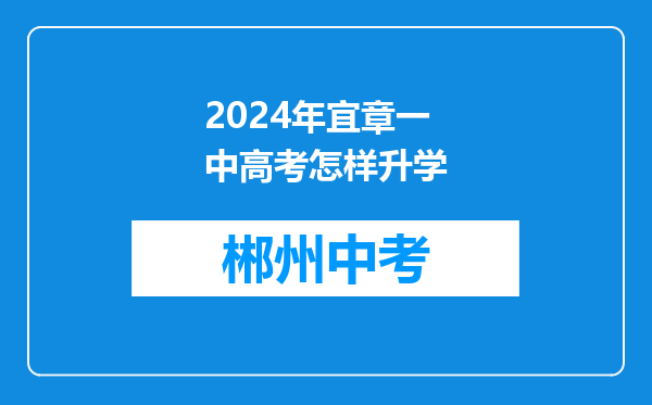 2024年宜章一中高考怎样升学