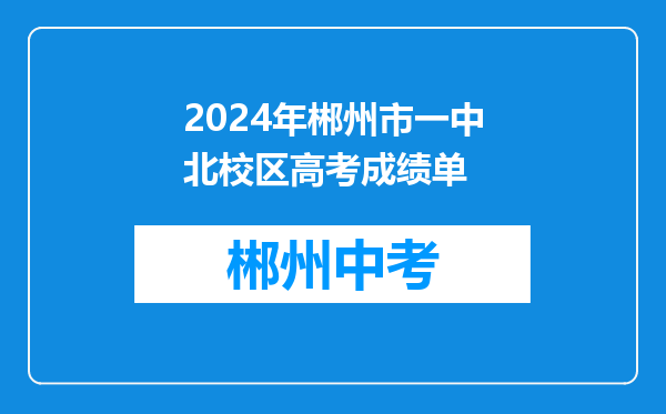 2024年郴州市一中北校区高考成绩单