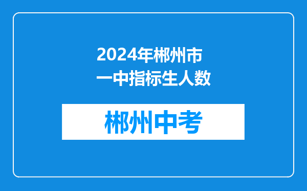 2024年郴州市一中指标生人数