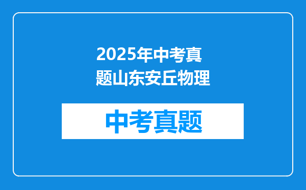 2025年中考真题山东安丘物理