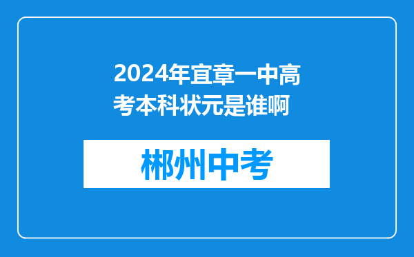 2024年宜章一中高考本科状元是谁啊