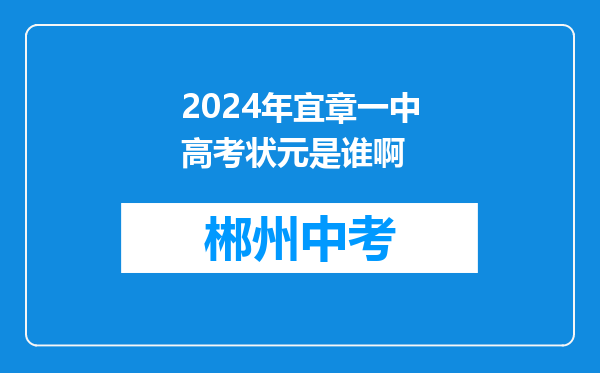 2024年宜章一中高考状元是谁啊