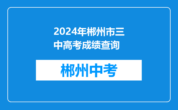 2024年郴州市三中高考成绩查询
