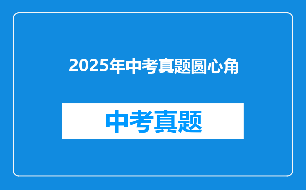 2025年中考真题圆心角