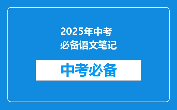 2025年中考必备语文笔记
