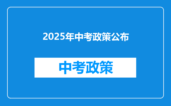 2025年中考政策公布
