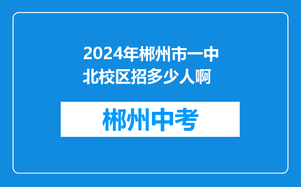 2024年郴州市一中北校区招多少人啊