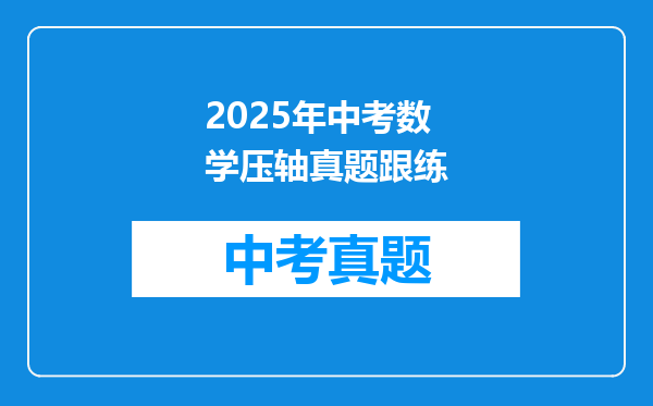 2025年中考数学压轴真题跟练