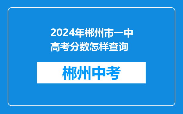 2024年郴州市一中高考分数怎样查询