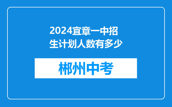 2024宜章一中招生计划人数有多少