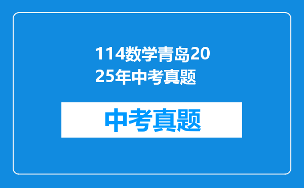 114数学青岛2025年中考真题