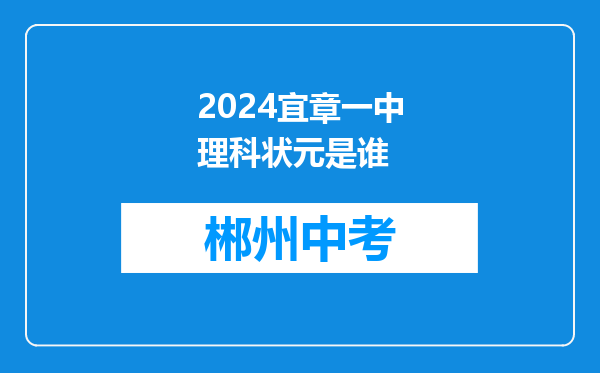 2024宜章一中理科状元是谁