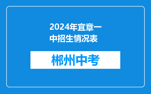 2024年宜章一中招生情况表