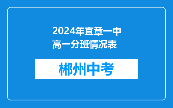 2024年宜章一中高一分班情况表