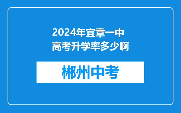 2024年宜章一中高考升学率多少啊