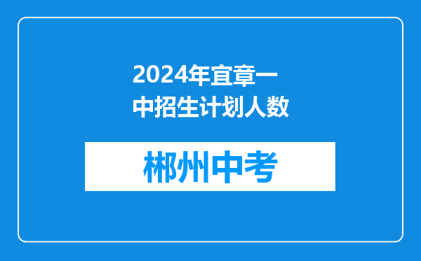 2024年宜章一中招生计划人数