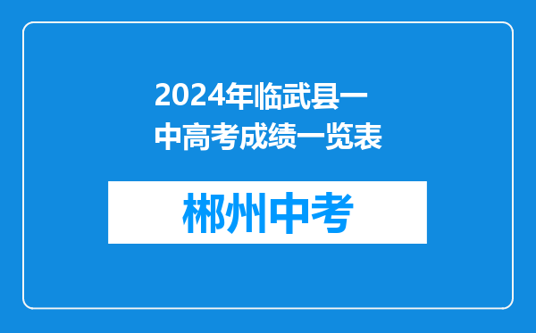2024年临武县一中高考成绩一览表