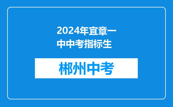 2024年宜章一中中考指标生