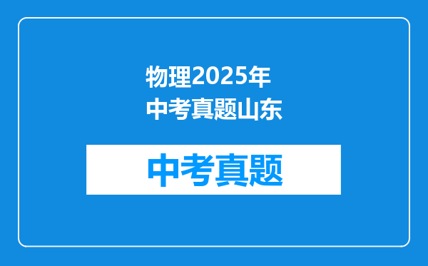 物理2025年中考真题山东