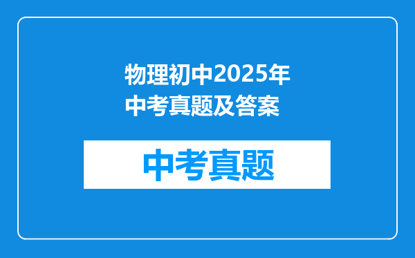 物理初中2025年中考真题及答案