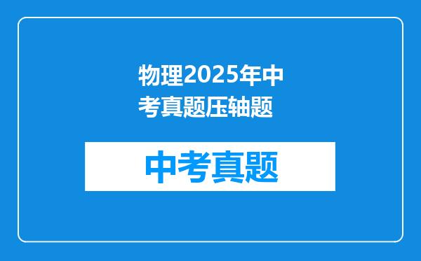 物理2025年中考真题压轴题